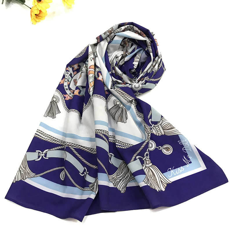 Spring and Autumn New Satin Square Scarf Ethnic Style Printed Scarf Mid length Scarf Women's Warm Shawl Imitation Silk