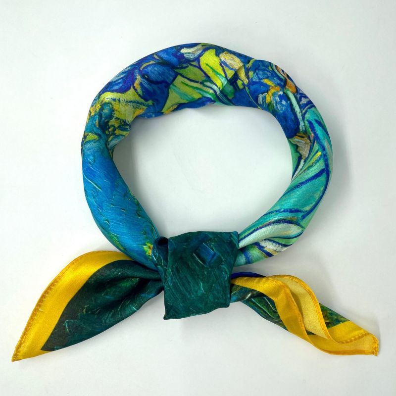 Oil Painting Style Silk Scarf Binding Bag Ribbon Printed Warm Scarf Autumn and Winter Elegant Commuting Professional Scarf Girl