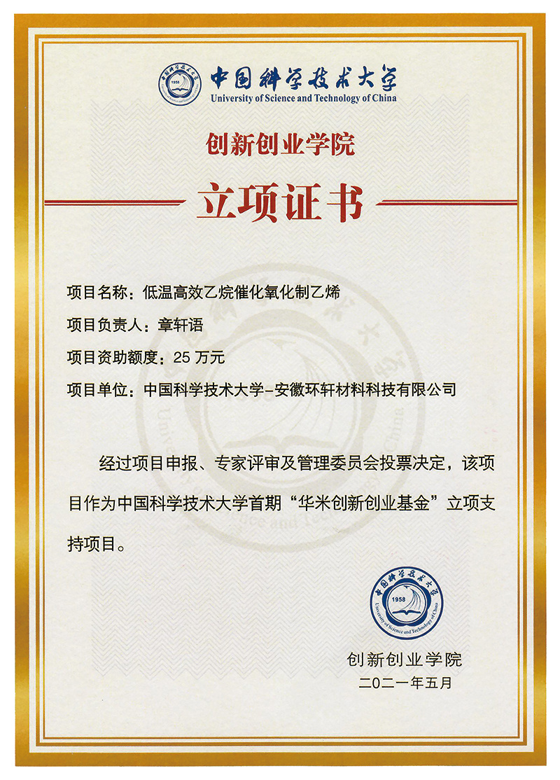 Innovation and Entrepreneurship College Project Certificate