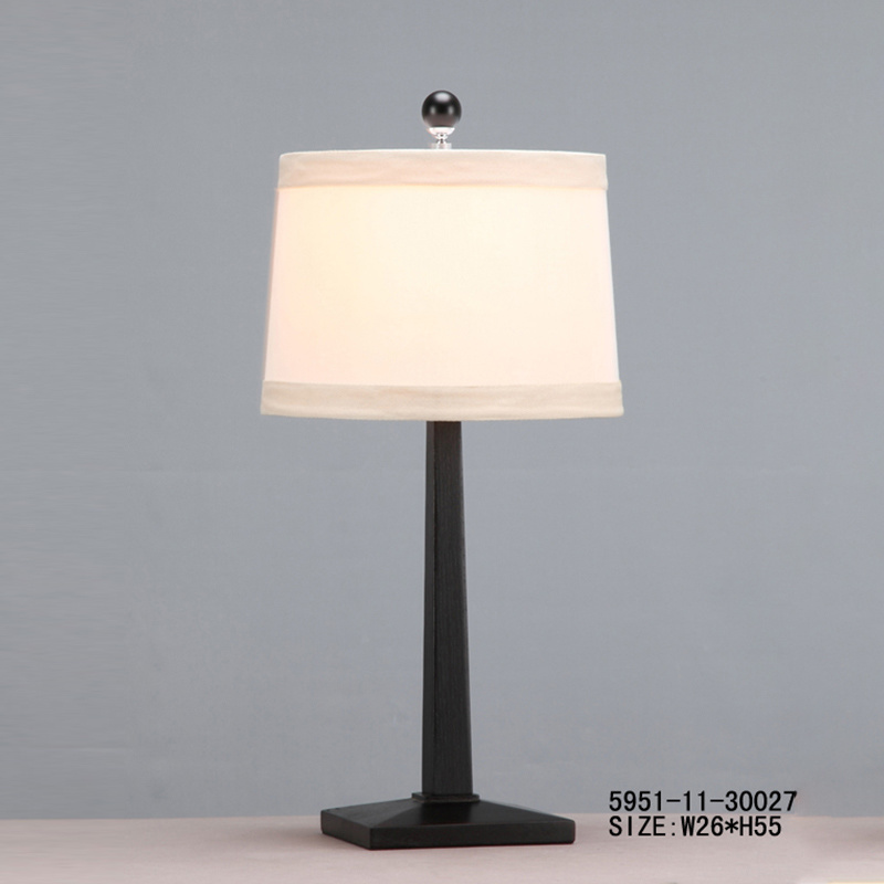 Portable Black Table Lamp with Beige Fabric Shade