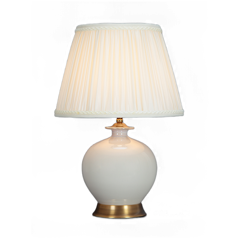 Classic White Ceramic Table Lamp with Copper Finish