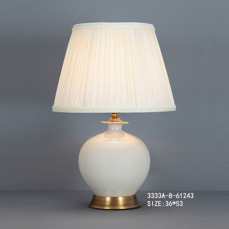 Classic White Ceramic Table Lamp with Copper Finish