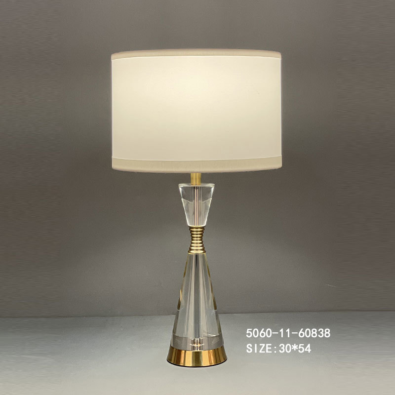 Contemporary Beige Shade Table Lamp with Crystal Accents