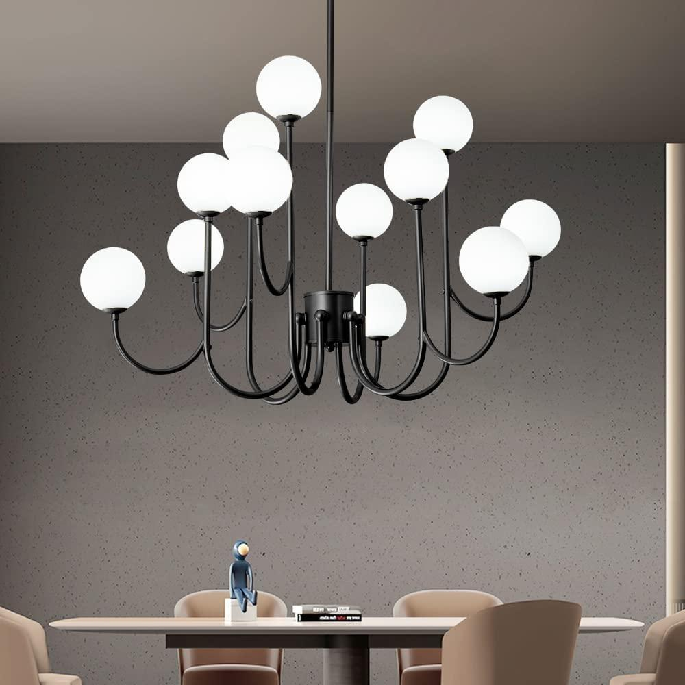 Opal glass with metal pendant lights