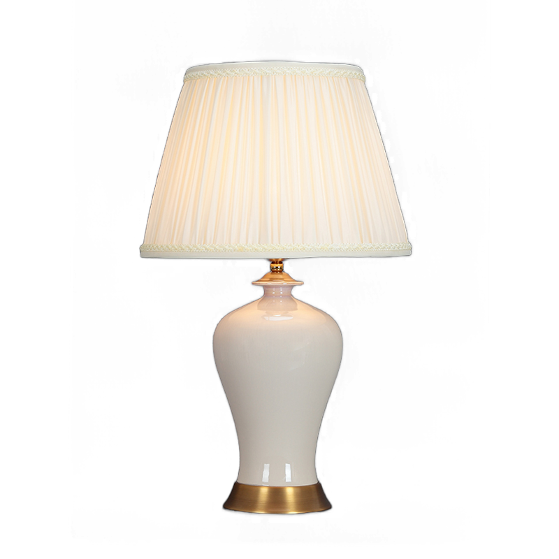 Sleek White Brass Table Lamp with Acrylic Touch