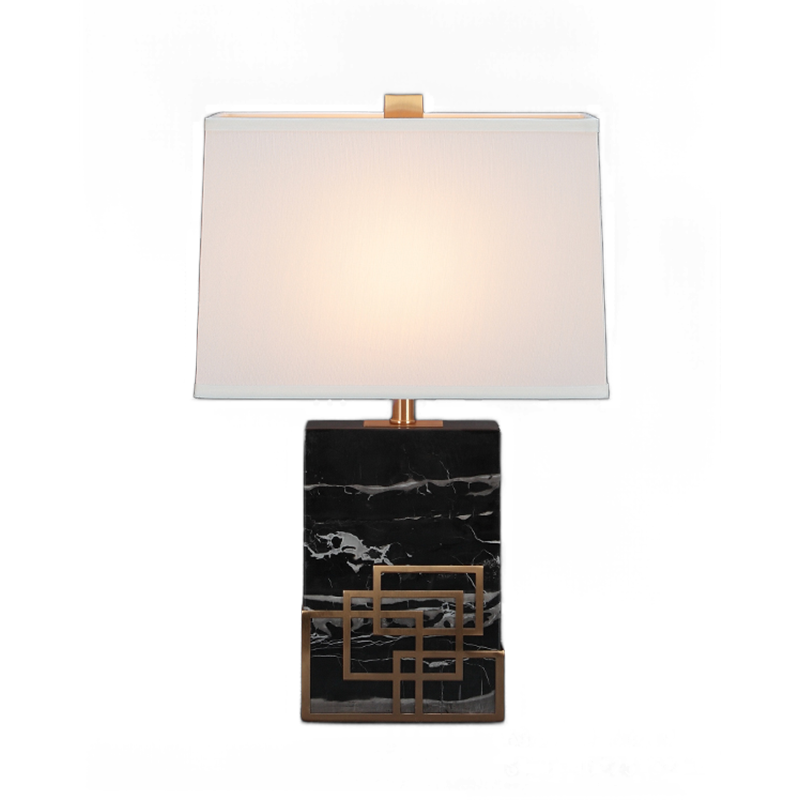 Natural Black Marble Table Lamp with Metal Accents - Minimalist Style