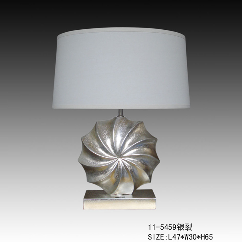 Polyresin Table Lamp with Silver leaves finishing