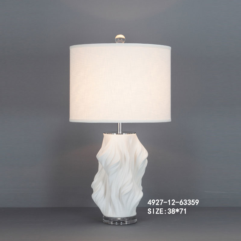 Modern White 3D Print Ceramic Table Lamp with White Shade