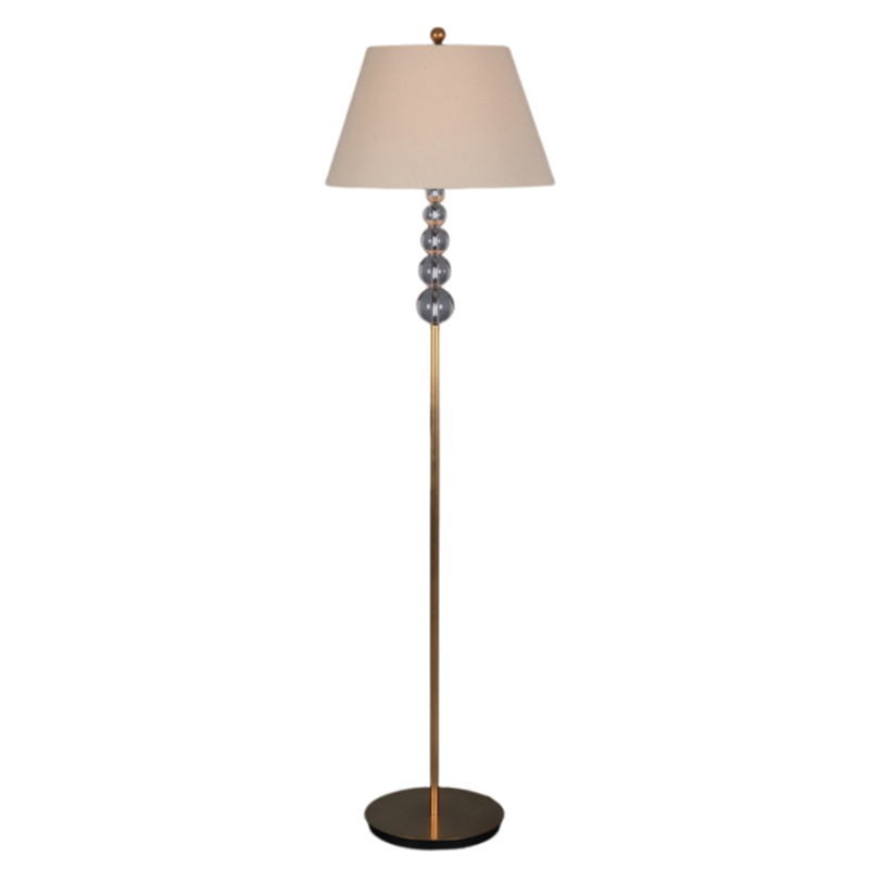 Crystal Floor Lamp with Brass , Linen Lampshade