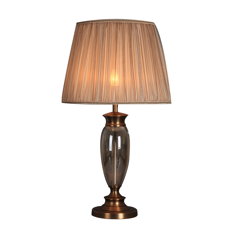 Luxurious Amber Crystal Table Lamp with Brass Details