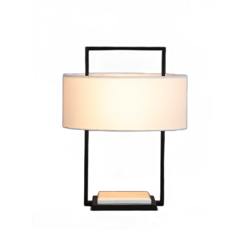 Black Iron Table Lamp with White Fabric Shade - Perfect for Hotel Rooms and Home Offices