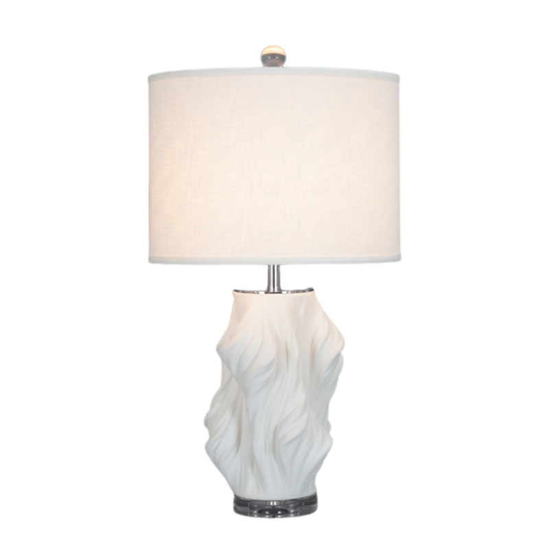 Modern White 3D Print Ceramic Table Lamp with White Shade