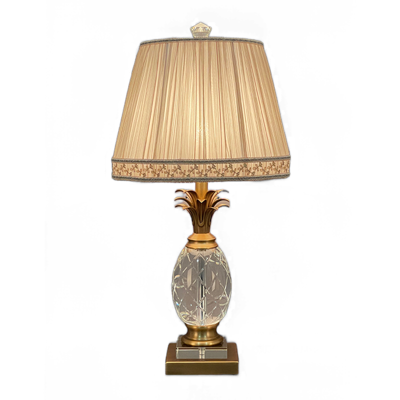 Contemporary Clear Crystal Table Lamp with Gold Highlights