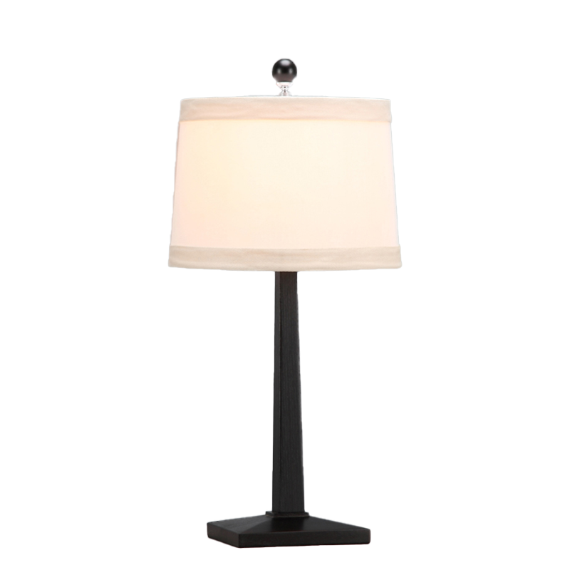 Portable Black Table Lamp with Beige Fabric Shade
