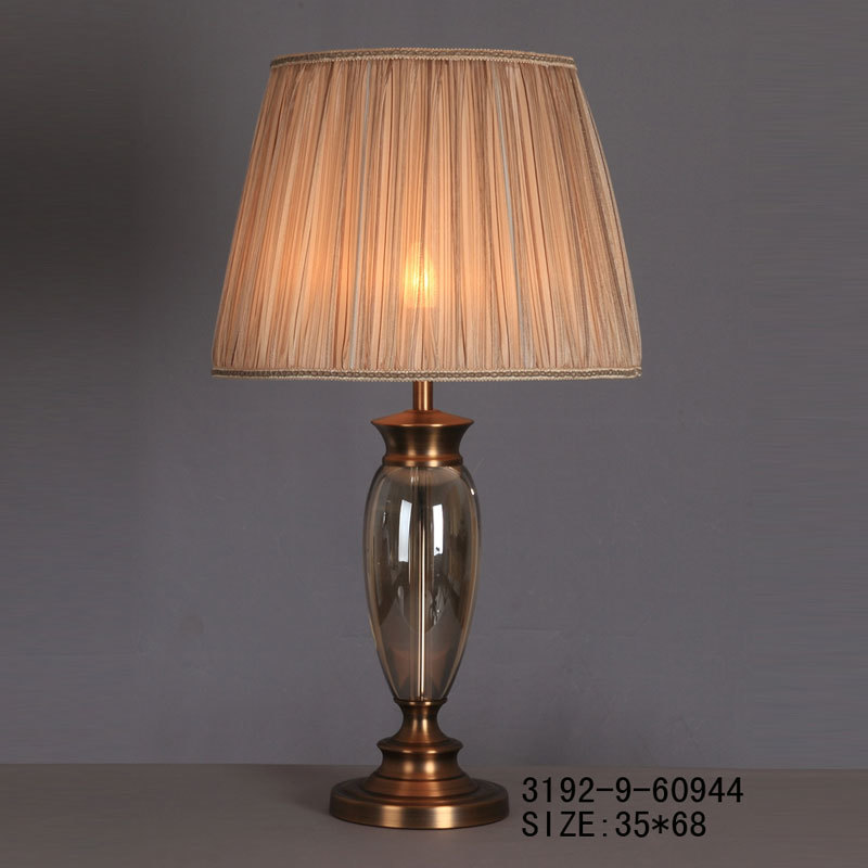 Luxurious Amber Crystal Table Lamp with Brass Details