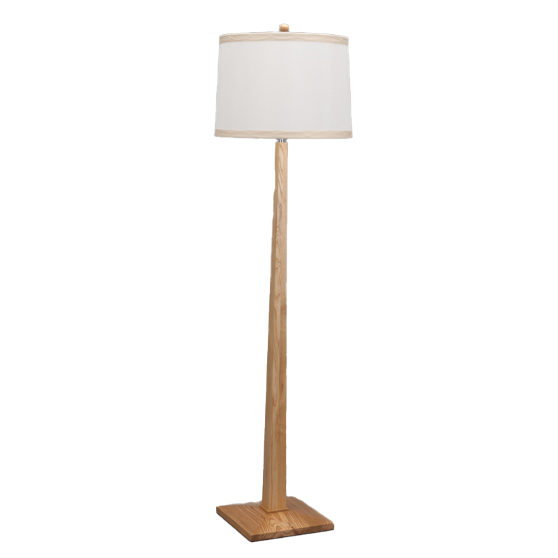 Floor Lamp with Wood Accents and Fabric Shade