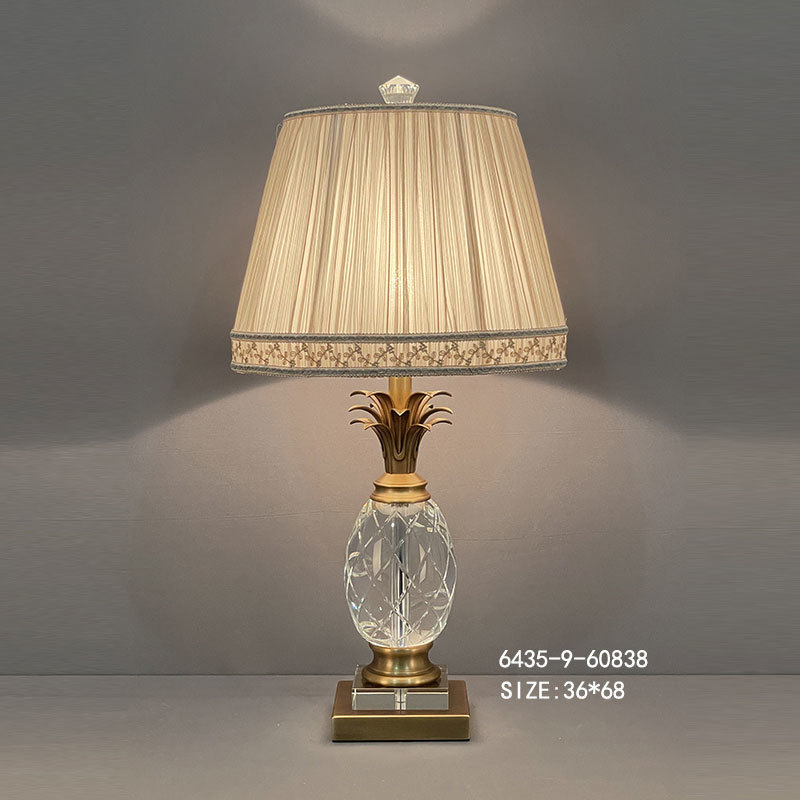 Contemporary Clear Crystal Table Lamp with Gold Highlights