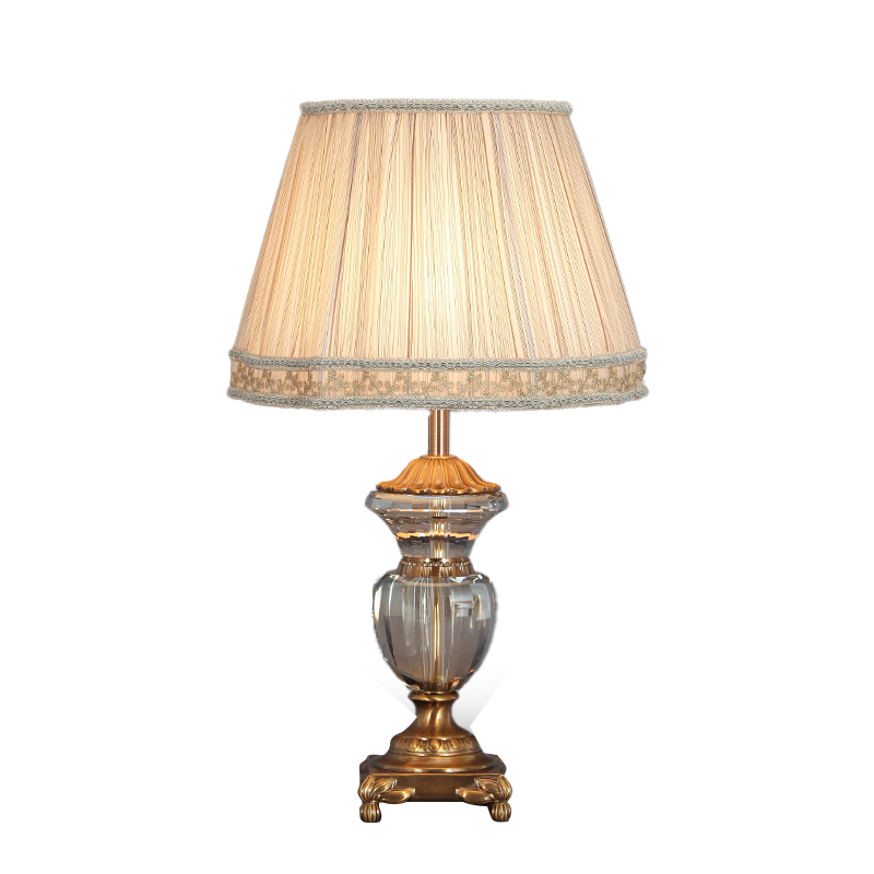 Sleek Clear Crystal Table Lamp with Brass Touches