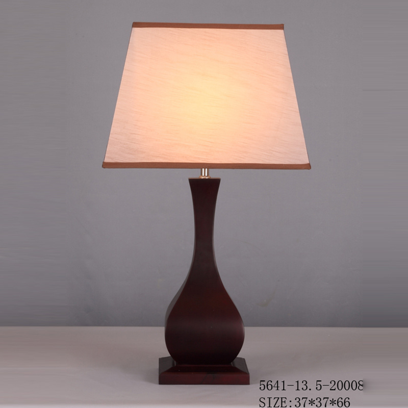Wooden Base Portable Table Lamp with Iron Accents