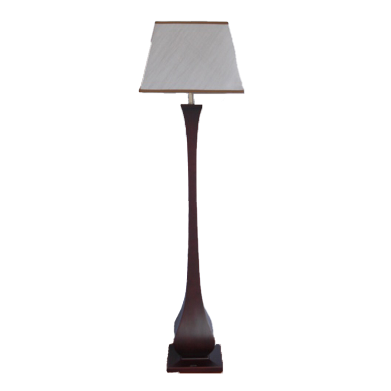 Portable Floor Lamp with Wooden Base in Chestnut Color