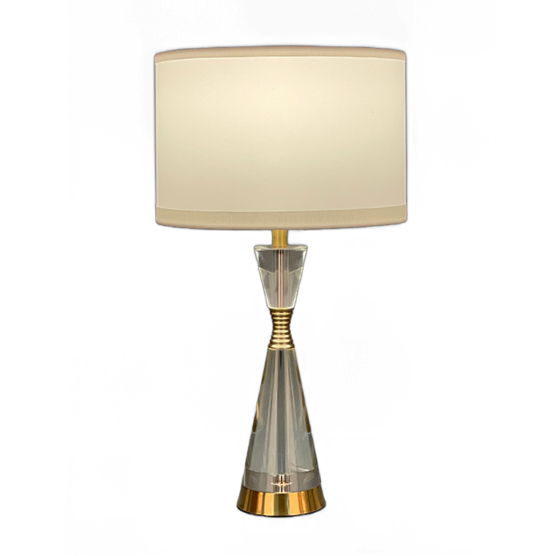 Contemporary Beige Shade Table Lamp with Crystal Accents