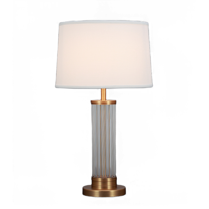 Modern Acrylic Table Lamp with Gold-Plated Base and Accents, White Fabric Shade - Stylish Home Decor