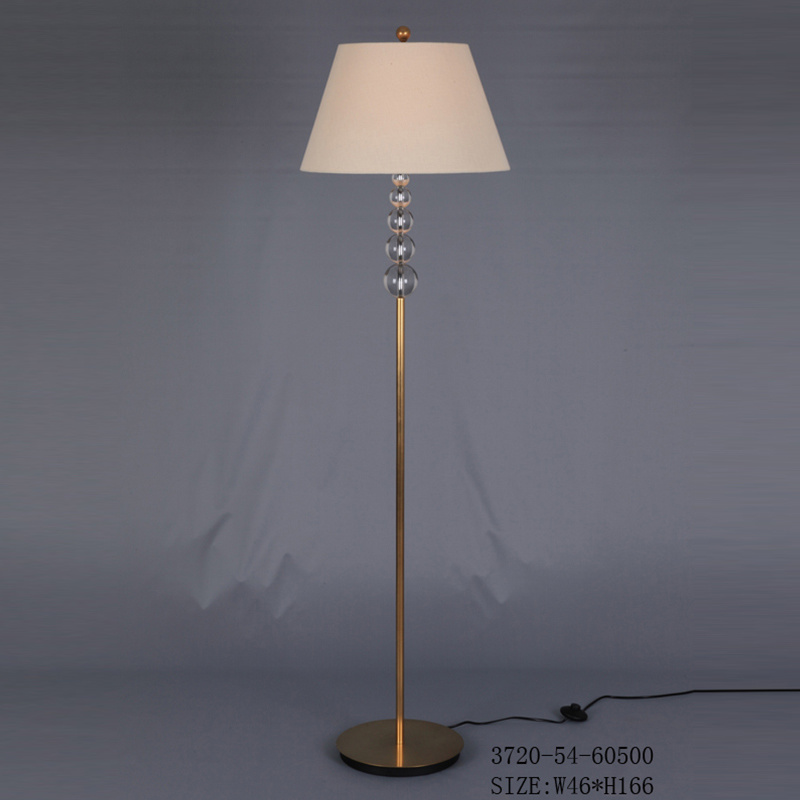 Crystal Floor Lamp with Brass , Linen Lampshade