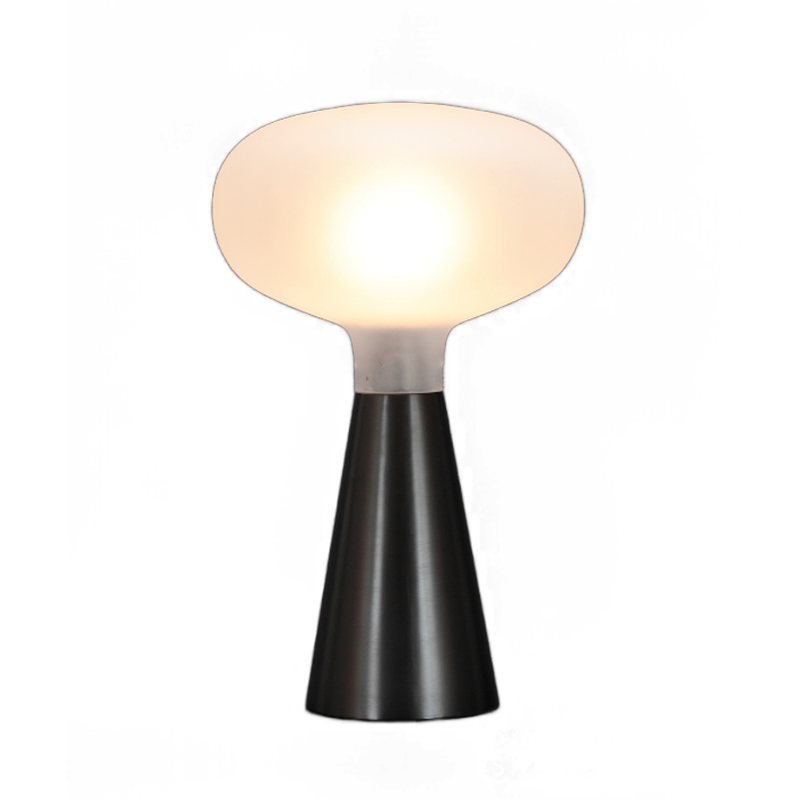 Minimalist Black Iron Table Lamp with Cylindrical Glass Shade - Sleek Modern Design
