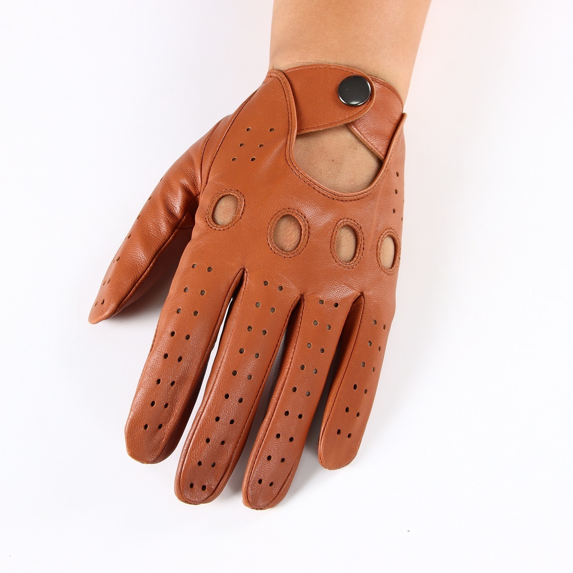 Men's brown sheepskin driving gloves