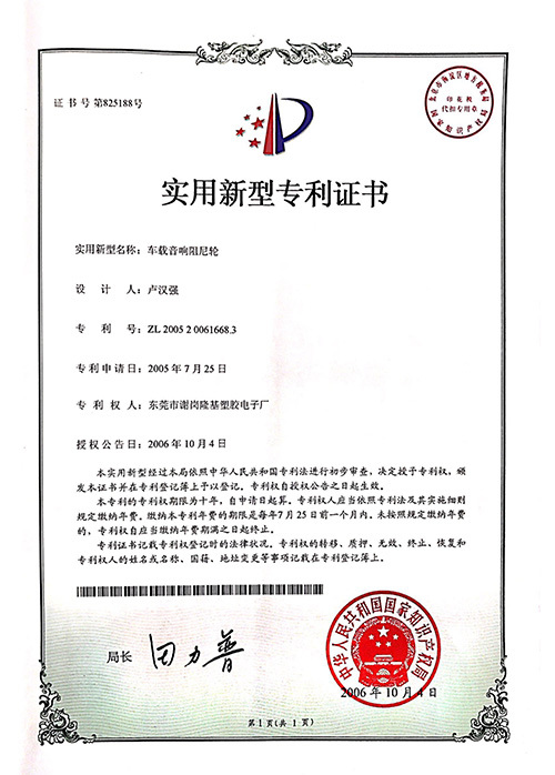 Patent Certificate 6