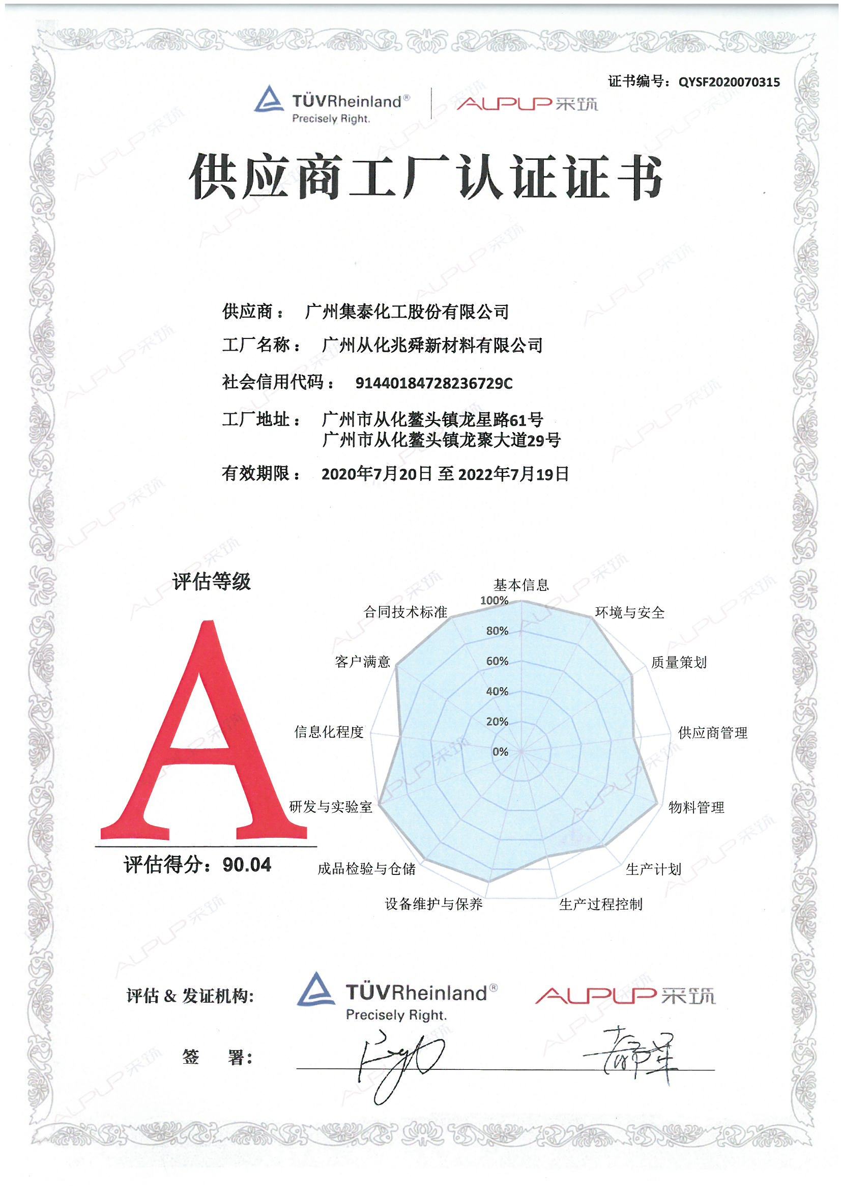 TÜV Rheinland与采筑联合认证，集泰股份为A级严选供应商