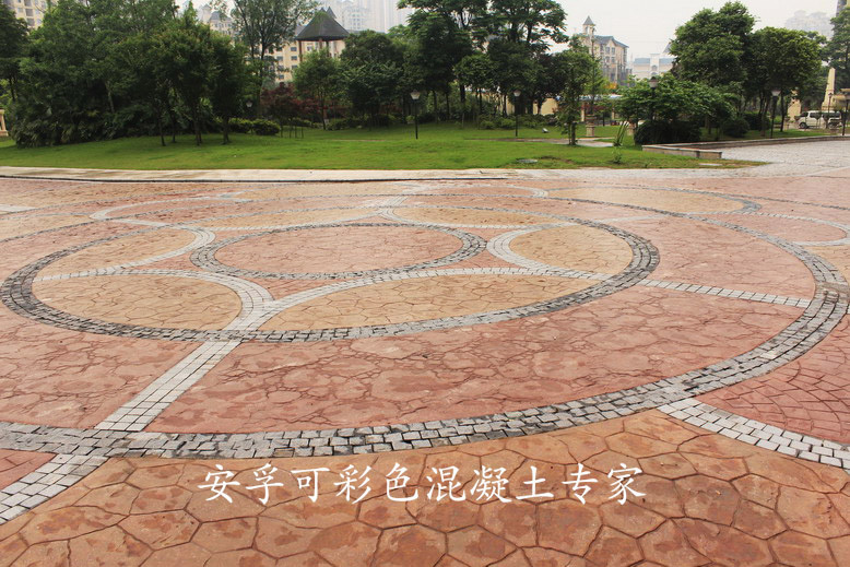 彩色压模混凝土艺术地面/南方玫瑰城 彩色压模混凝土艺术地面/南方玫瑰城