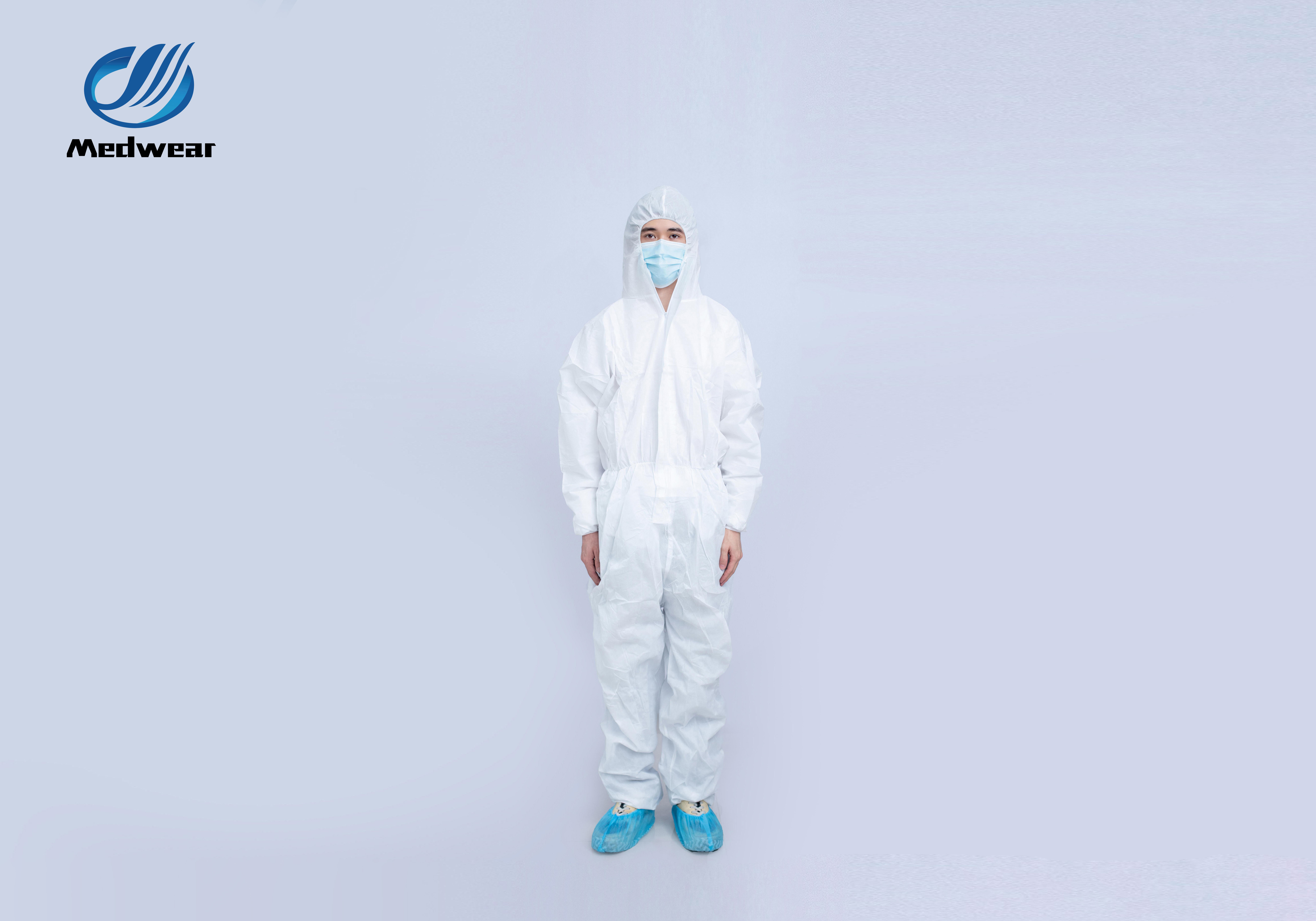 Type5/6 Disposable White SMS Asbestos Removing Coverall Hood