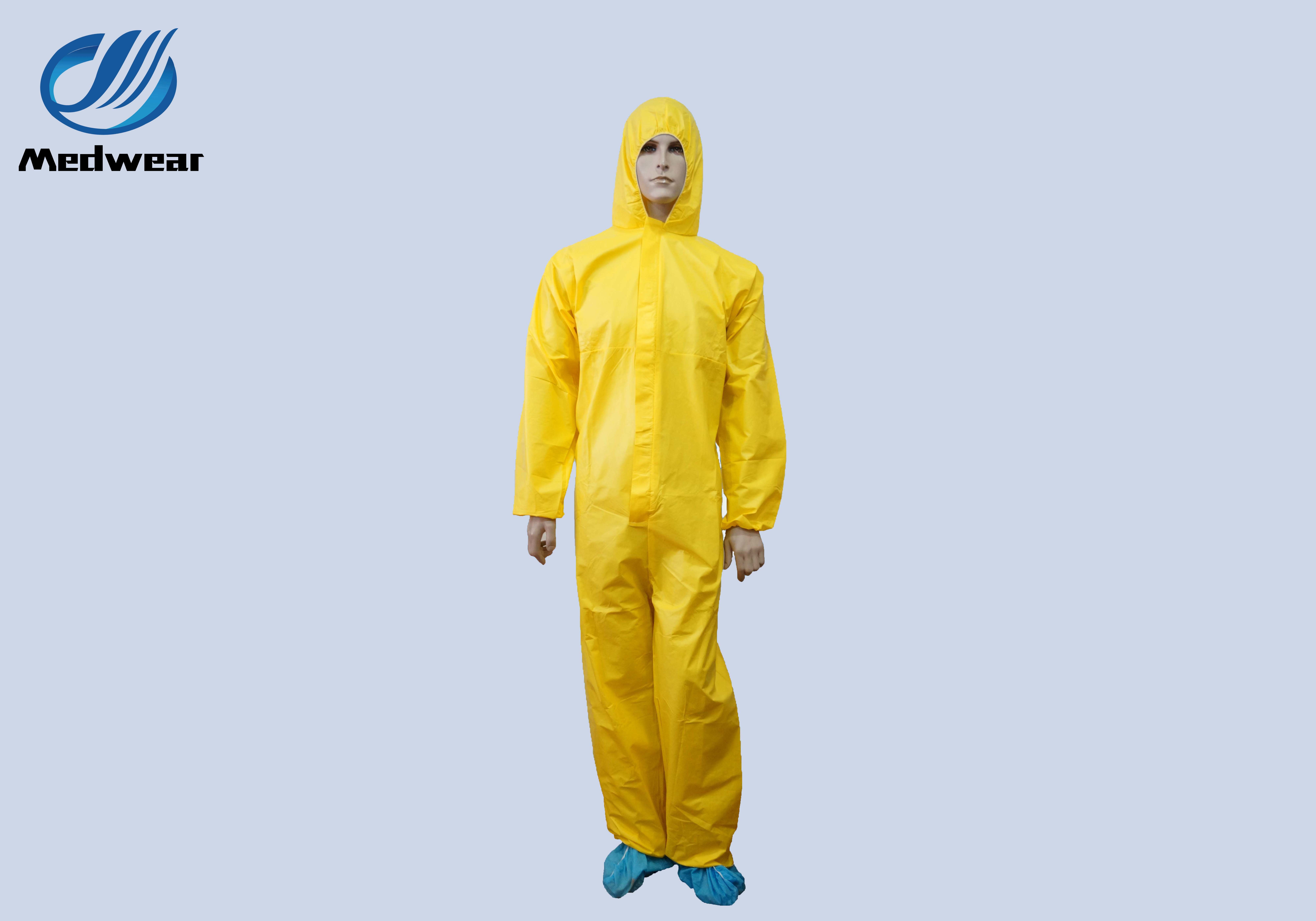 Type5/6 Yellow Microporous Disposable Liquid resistant Coverall Hood