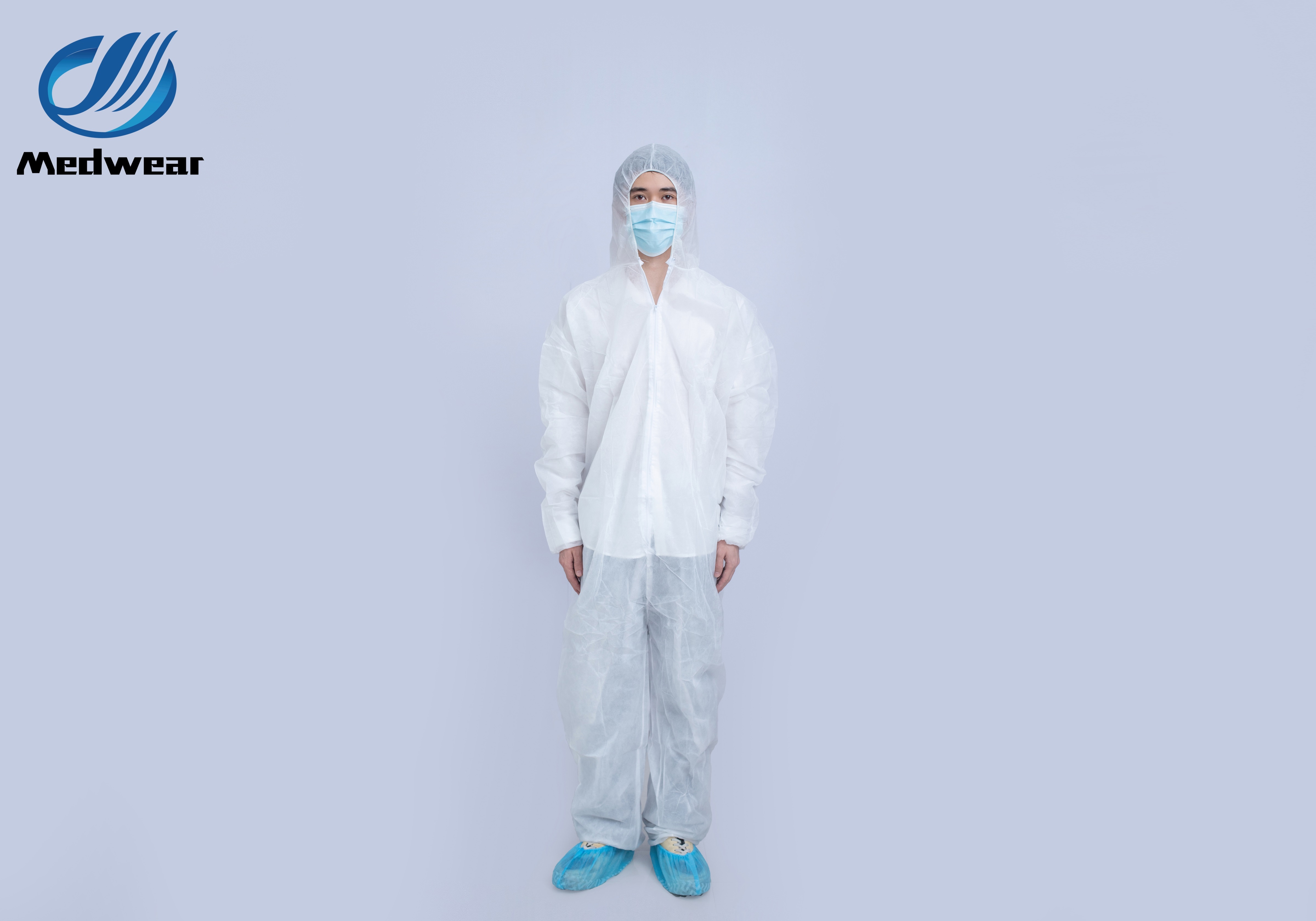 White Polypropylene Disposable Coverall with Hood