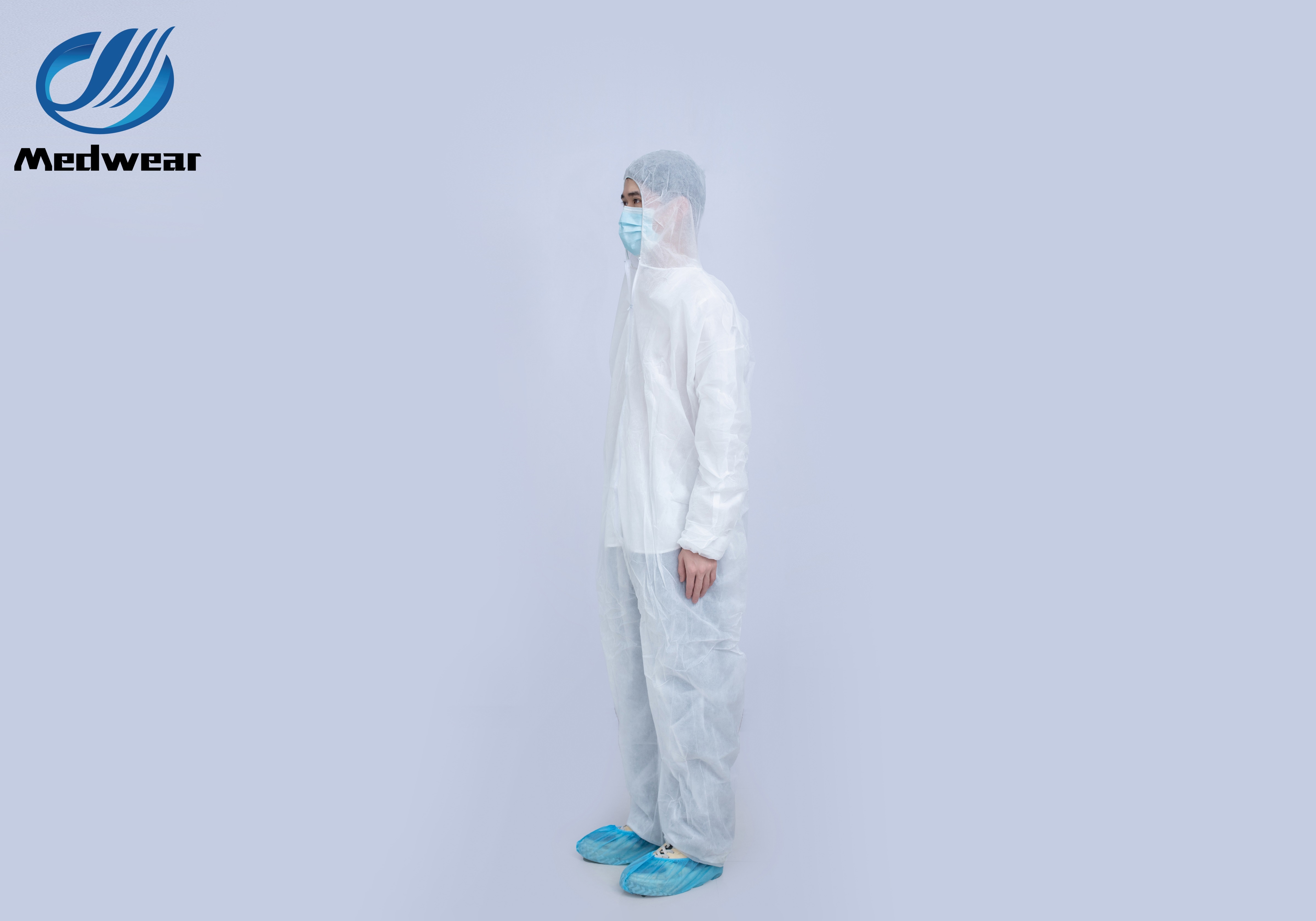 White PP Disposable Coverall with Hood