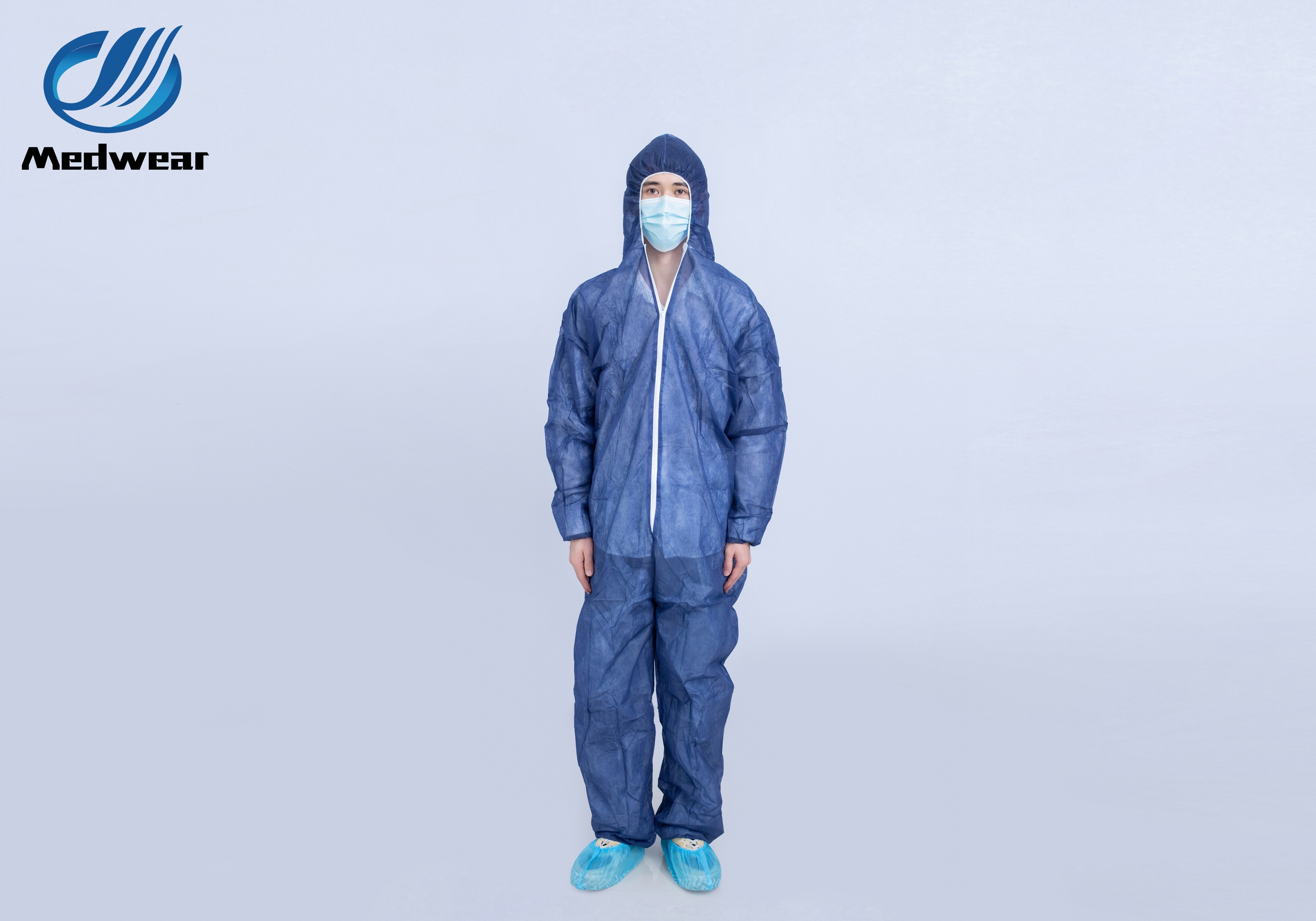 Dark Blue Spunbond Polypropylene Disposable Coverall with Hood