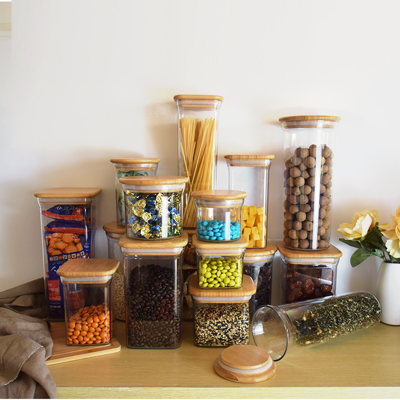 Container with bamboo lid