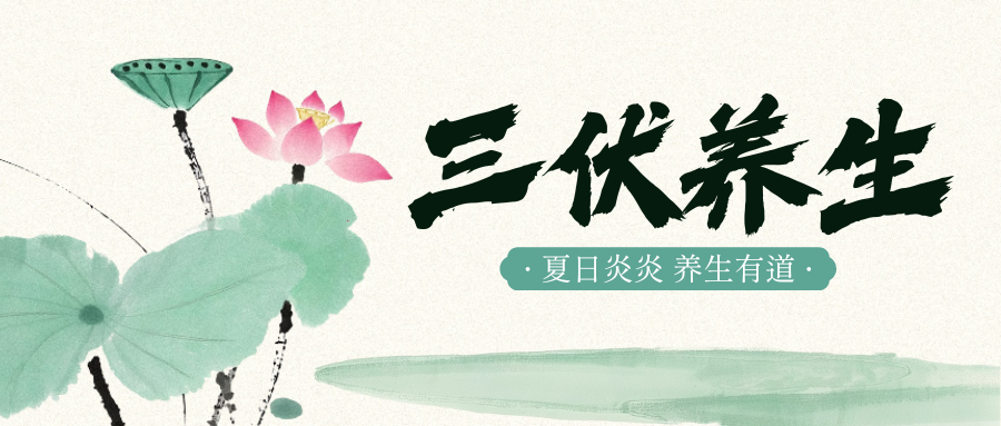 绿粉色新中式夏日养生三伏天科普微信公众号封面