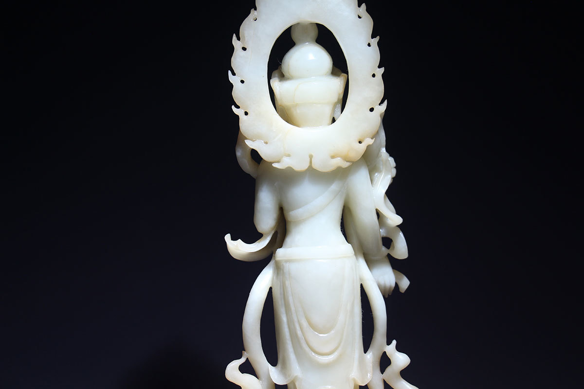 明清玉雕观音/大势至菩萨佛像/保平安镇宅/供奉香火佛经/文殊普贤