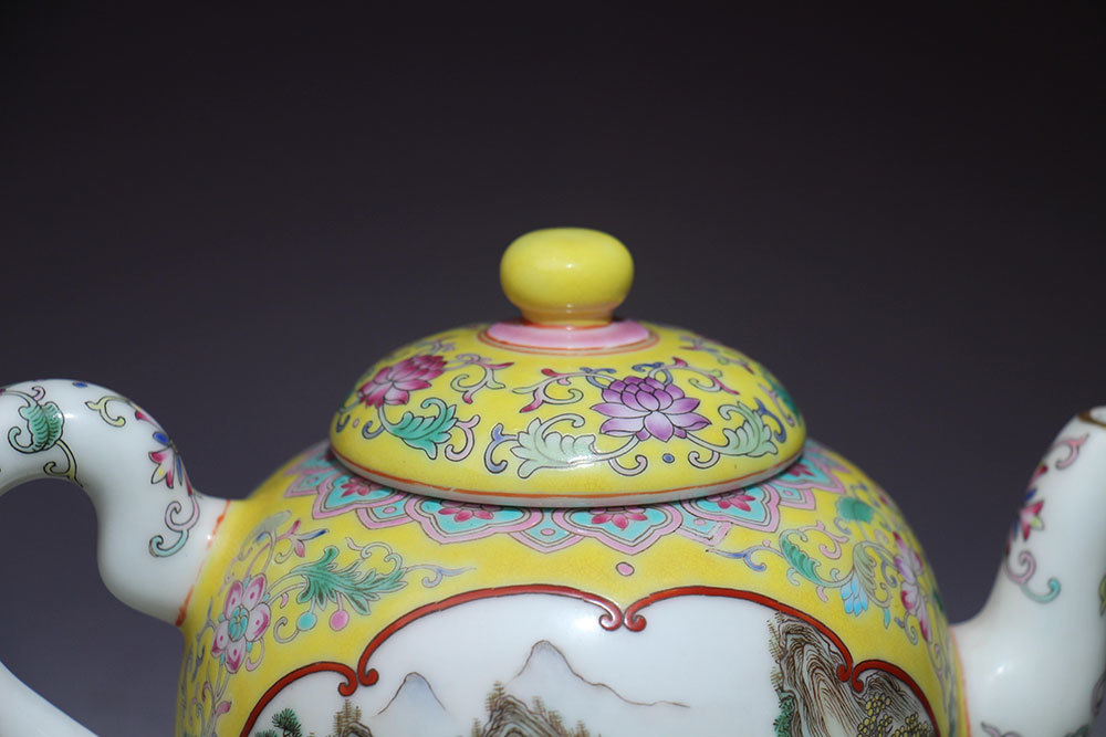 珐琅彩缠枝山水壶