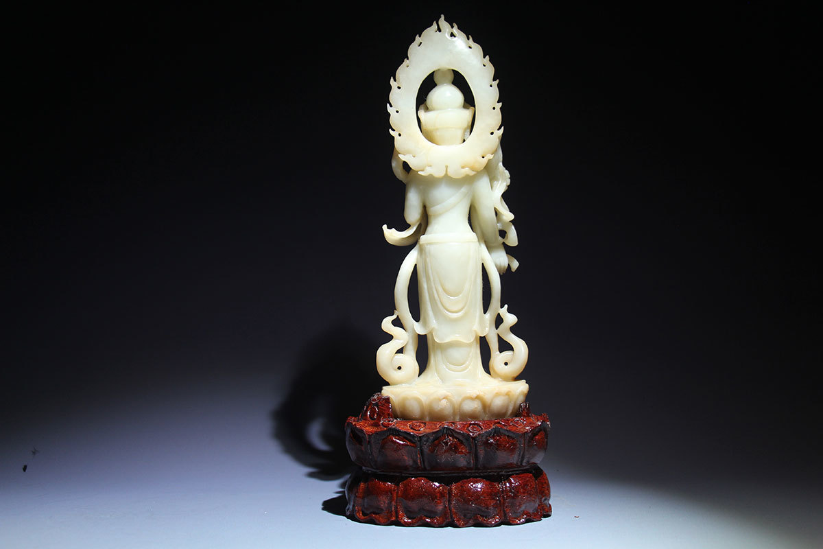 明清玉雕观音/大势至菩萨佛像/保平安镇宅/供奉香火佛经/文殊普贤