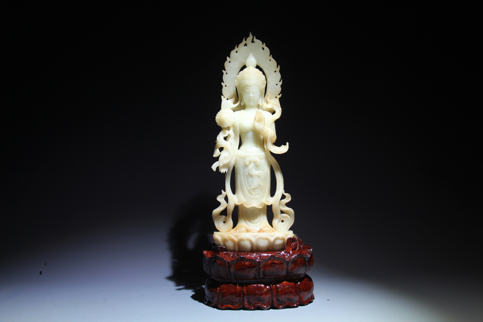 明清玉雕观音/大势至菩萨佛像/保平安镇宅/供奉香火佛经/文殊普贤 
