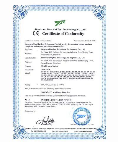 CE Certificate (Repair Platform Model) CE Certificate (Repair Platform Model)