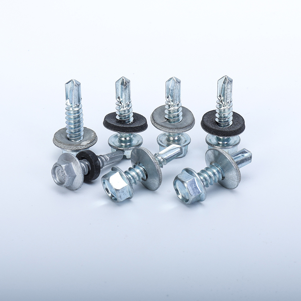 Hex head self drilling screw with EPDM bonded washer