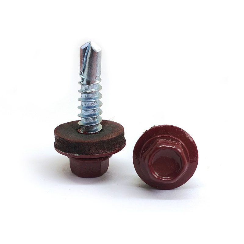 Color painted hex head self drilling screw