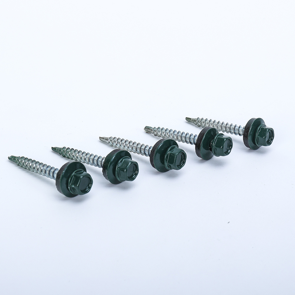 Color painted hex head self drilling screw