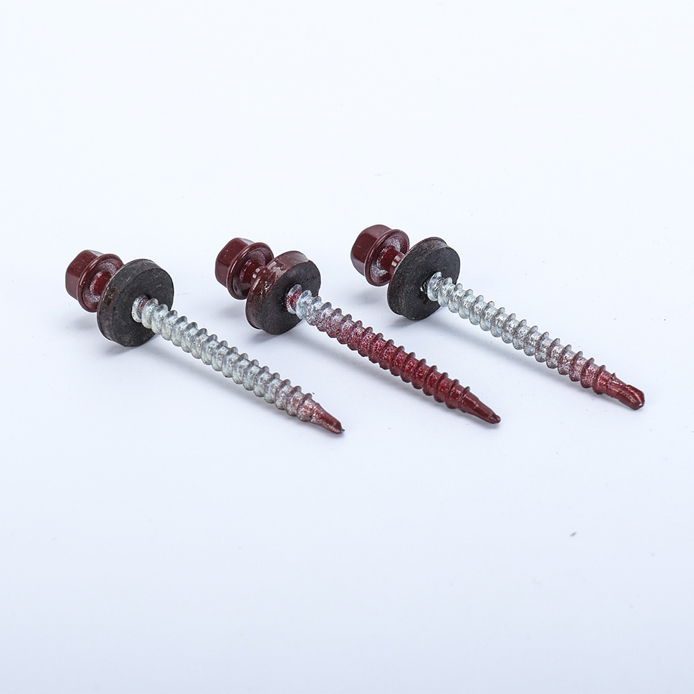 Color painted hex head self drilling screw