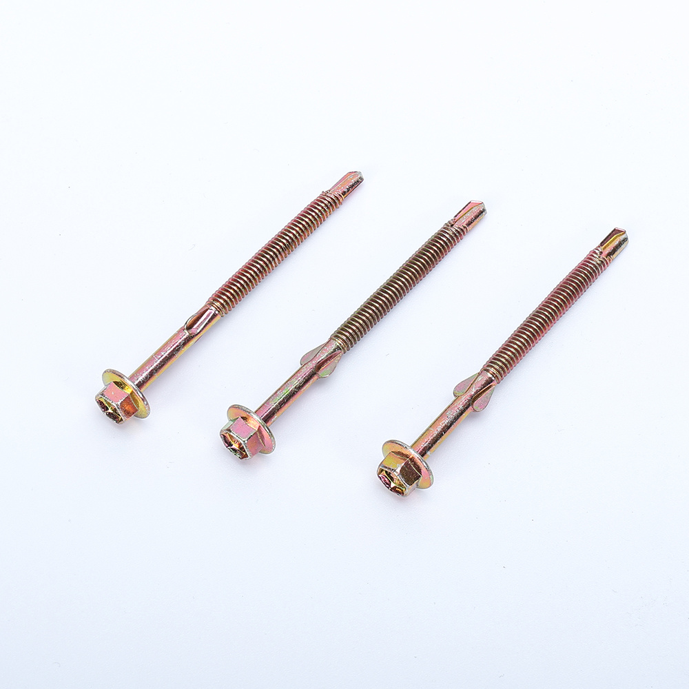 Hex flange head self drilling screw with wing