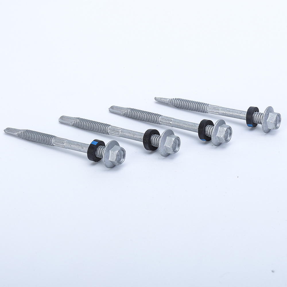 Hex flange head self drilling screw with knurlling ruspert coated